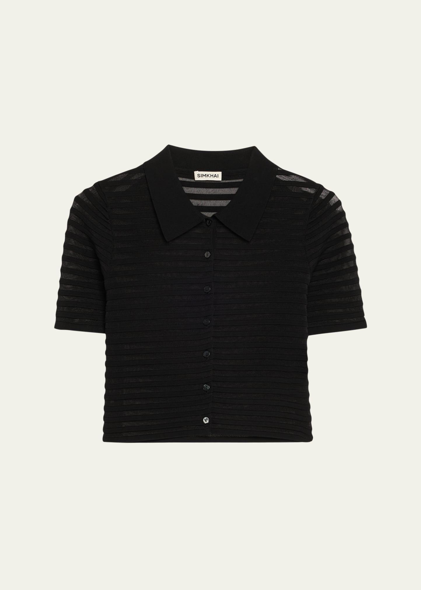 larken short-sleeve sheer stripe cardigan