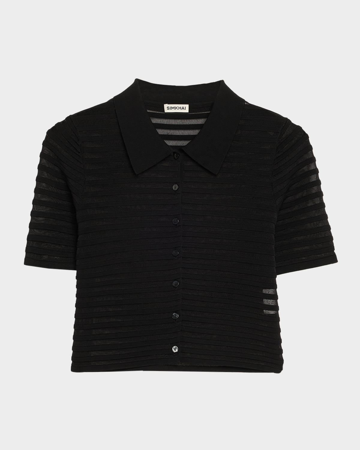 larken short-sleeve sheer stripe cardigan