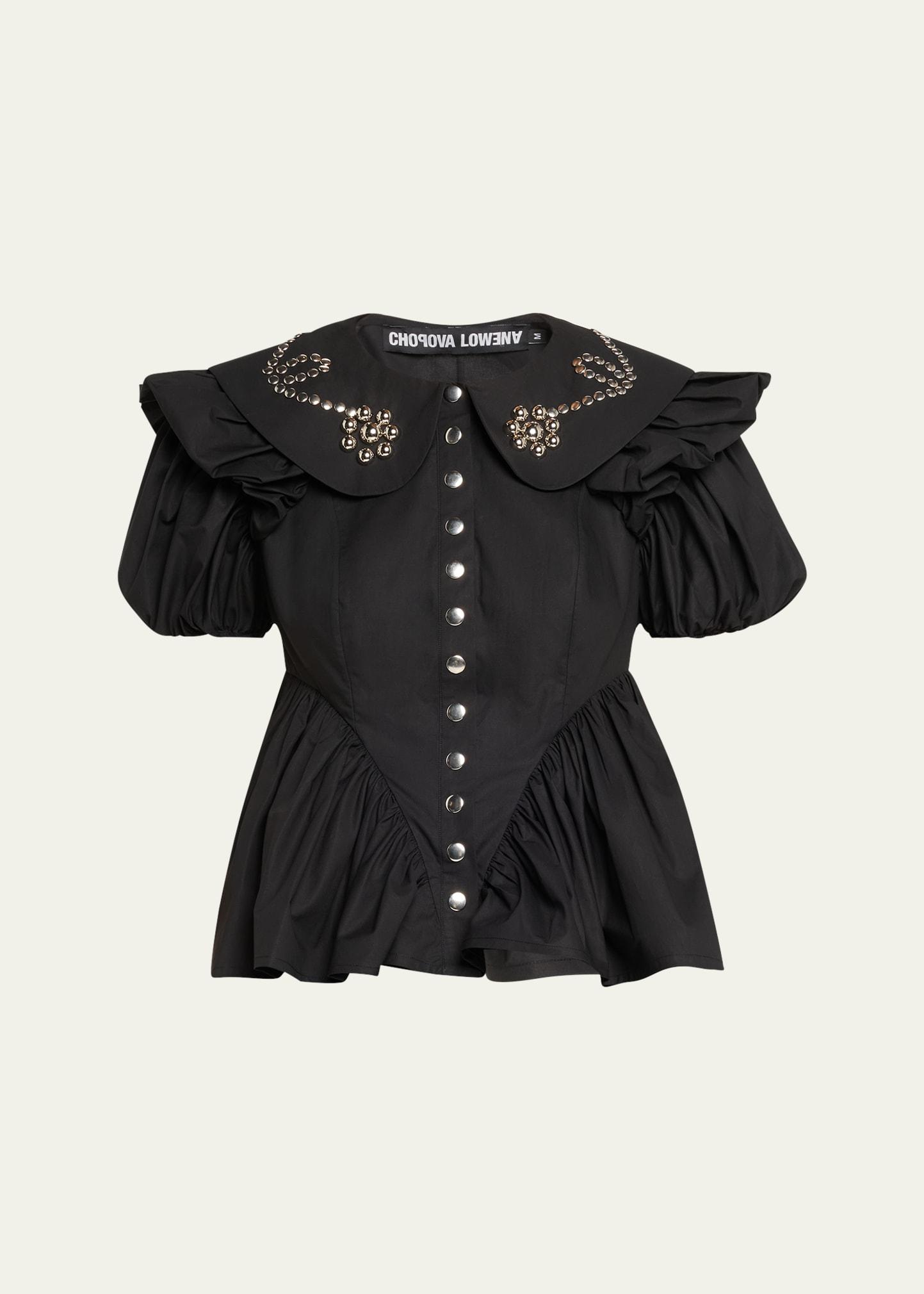lasso studded flounce blouse