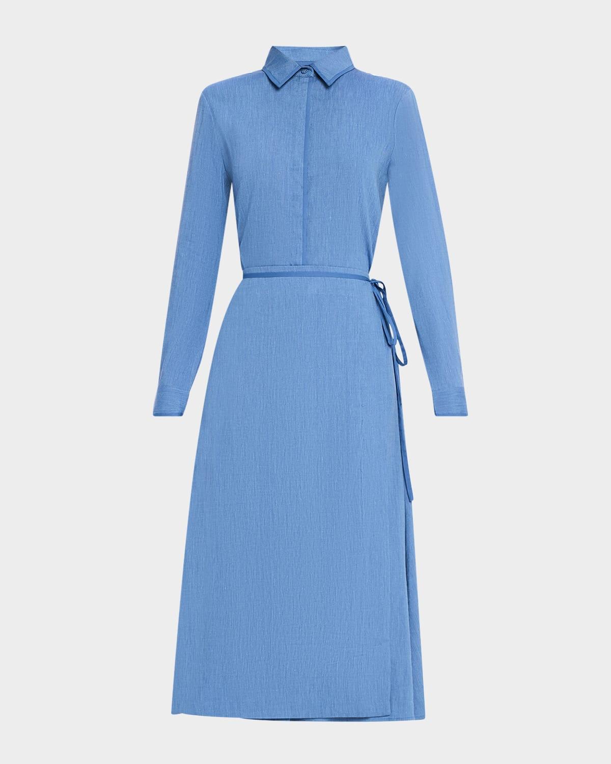 lato wrap dress in linen slub