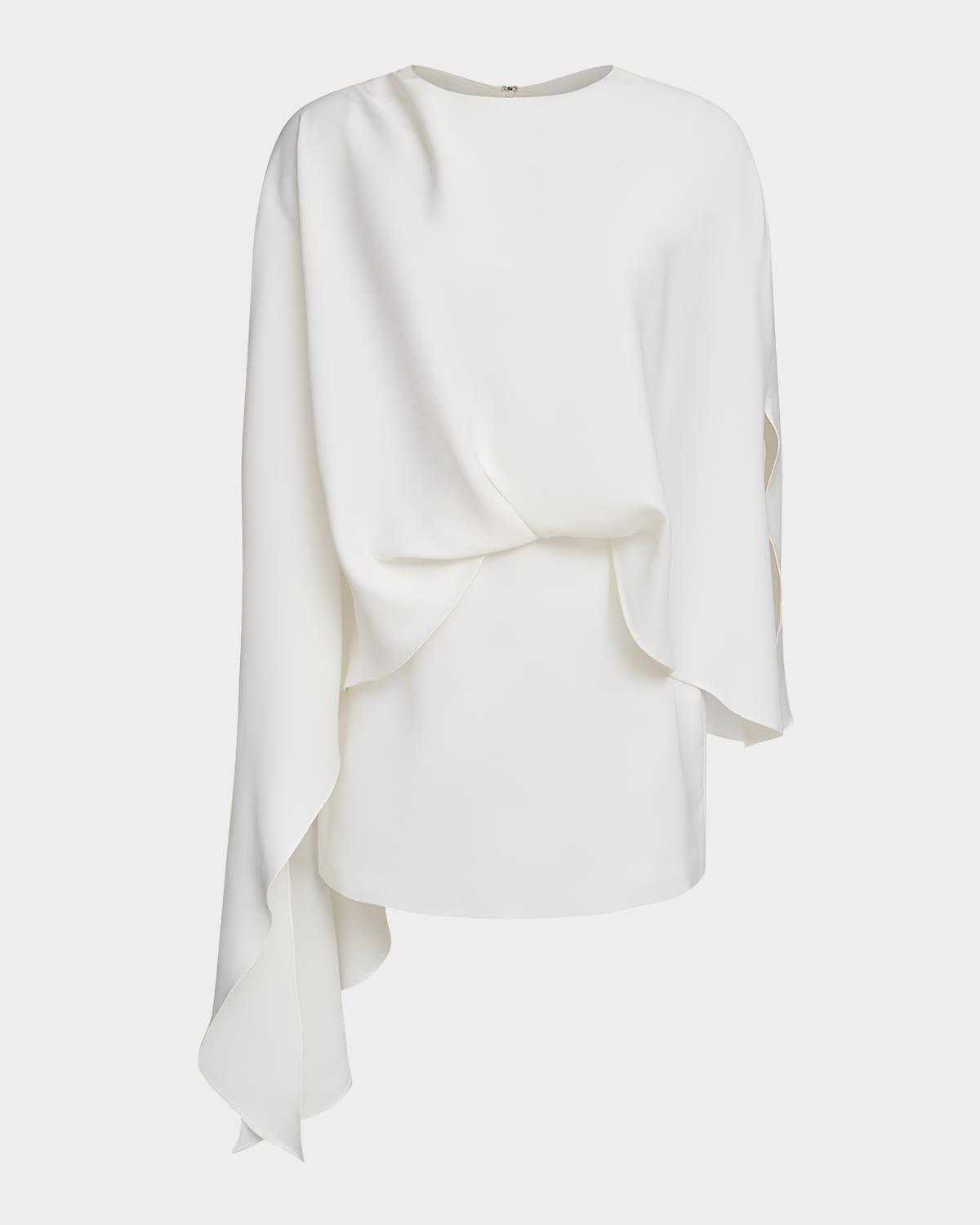 laure asymmetric draped crepe mini dress