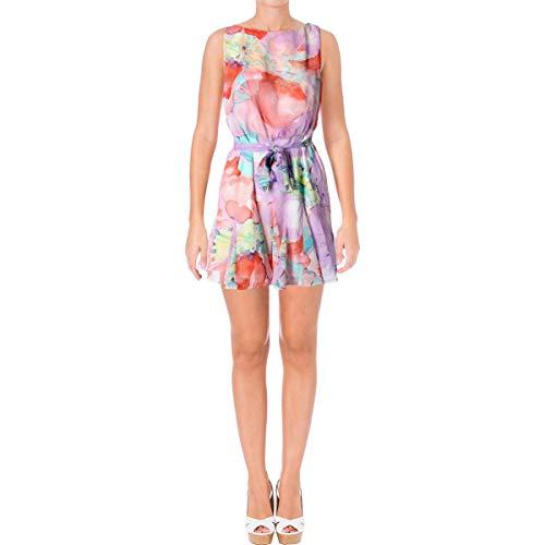 lauren by ralph lauren women's floral flare georgette dress (10, pink/orange)