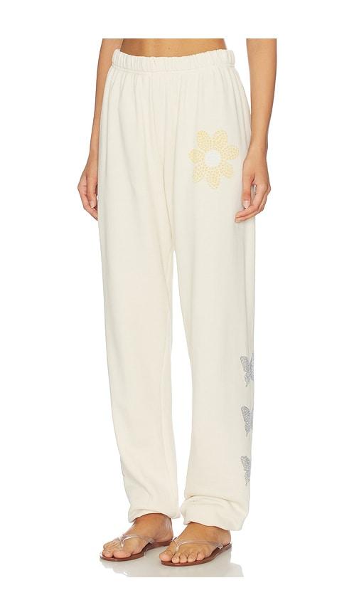 lauren moshi butterfly daisy sweatpant in ivory.