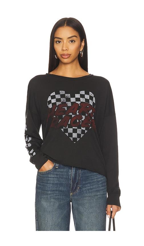 lauren moshi luella long sleeve drop shoulder tee in black.