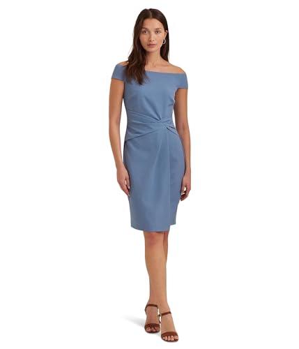 lauren ralph lauren, women's, crepe off-the-shoulder cocktail dress, pale azure, 16