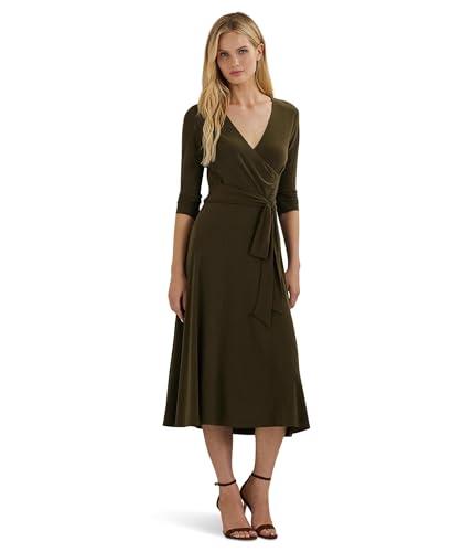 lauren ralph lauren, womens, surplice jersey dress, botanic green, 2