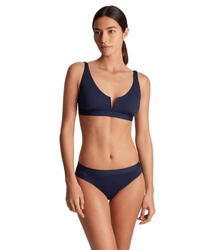 lauren ralph lauren beach club solid v wire over the shoulder top for women - nylon-elastane blend fabricdark navy 16 one size