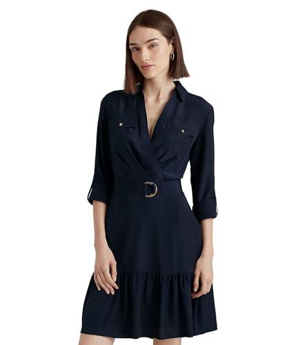 lauren ralph lauren belted crepe shirtdress lauren navy 4