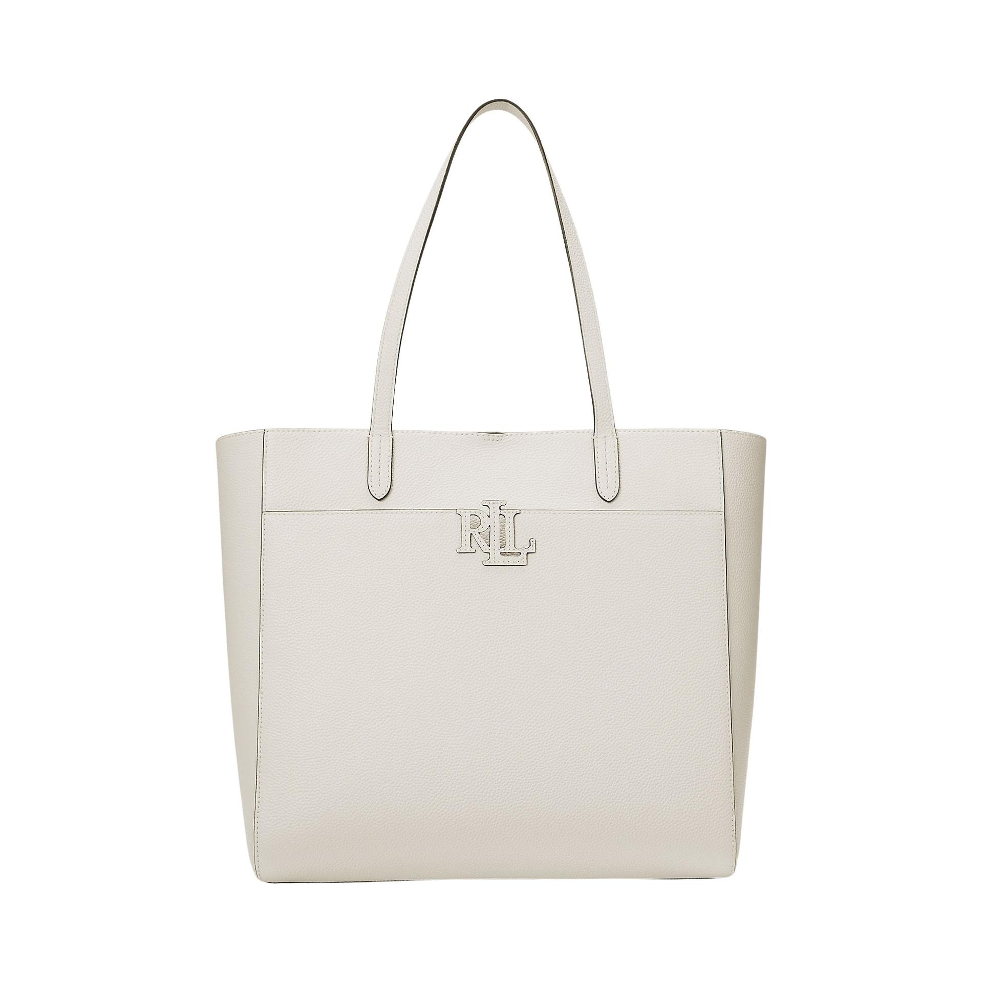 lauren ralph lauren cmryn lg tt tote large white cow leather bag - women