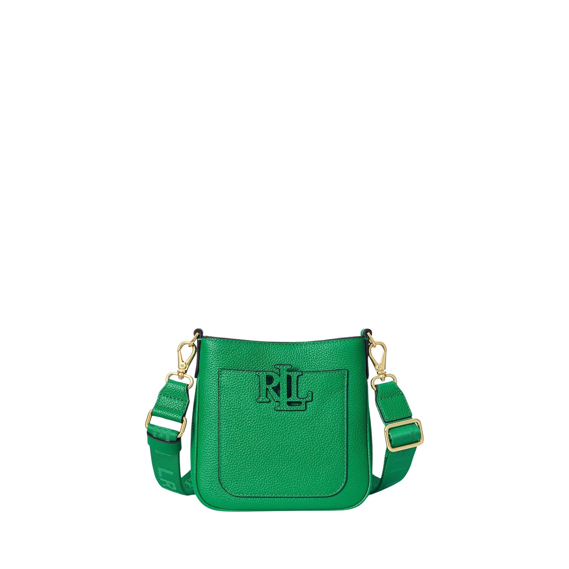 lauren ralph lauren cmryn sm crs crossbody small green cow leather bag - women