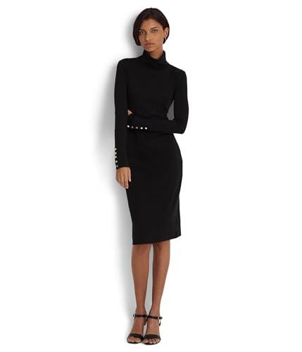 lauren ralph lauren cotton-blend turtleneck dress polo black 14