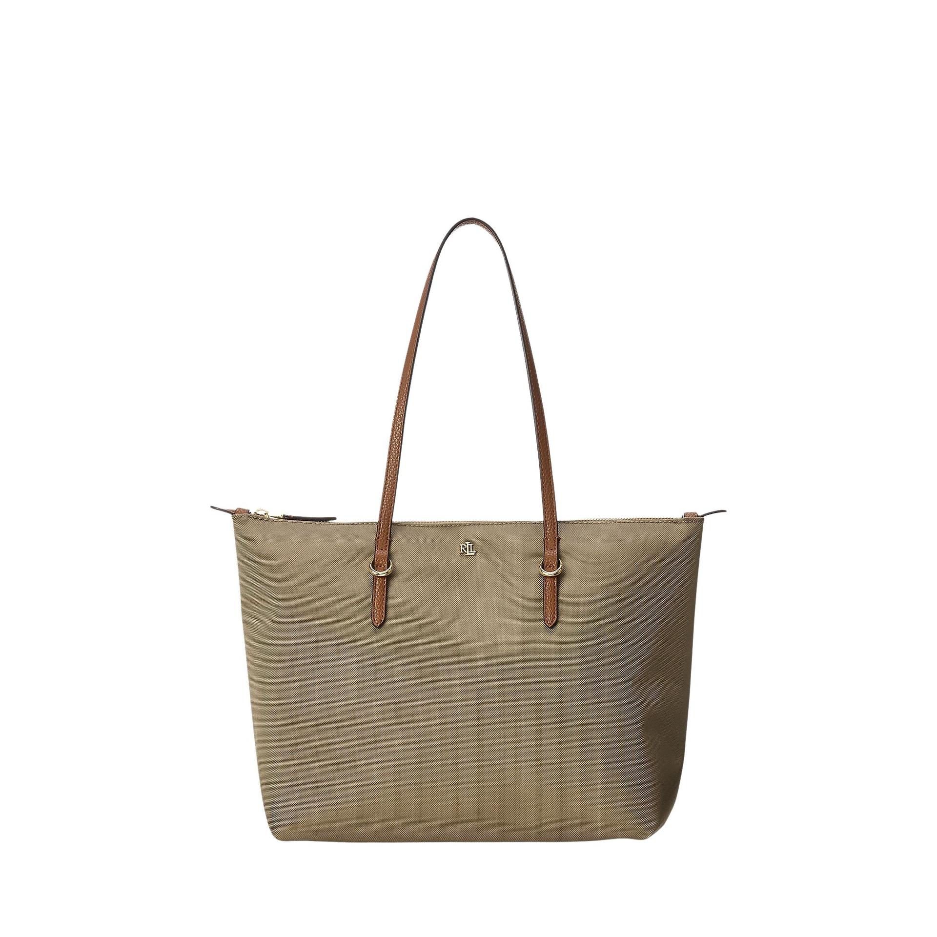 lauren ralph lauren keaton 26 tote medium grey nylon (recycled) bag - women