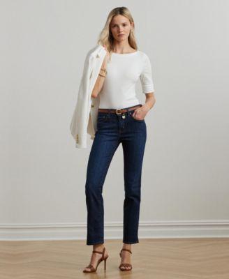 lauren ralph lauren mid rise straight jean regular short lengths