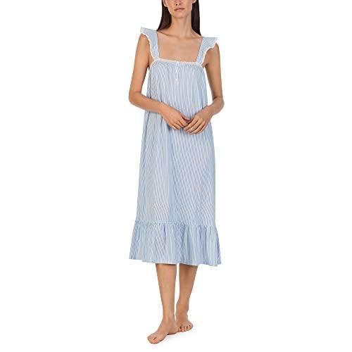 lauren ralph lauren sleeveless ruffle maxi gown blue stripe sm (us 4-6)
