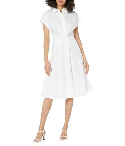 lauren ralph lauren twist-front cotton-blend shirtdress white 10