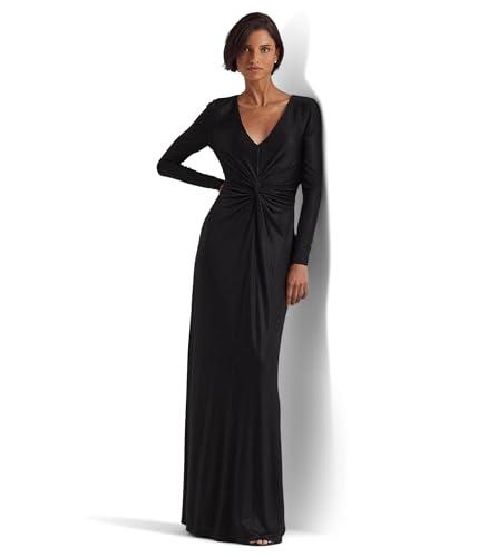 lauren ralph lauren twist-front foil print jersey gown black 4