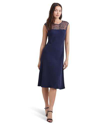 lauren ralph lauren women's georgette sleeveless cocktail dress refined navy 10