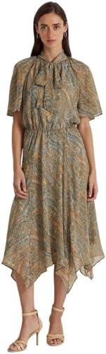 lauren ralph lauren women's paisley georgette tie-neck dress (4, cream multi)
