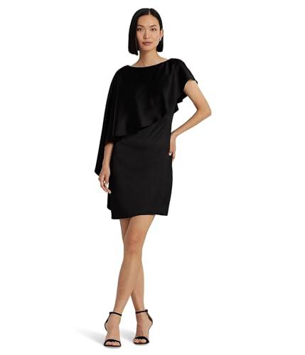 lauren ralph lauren women's satin cape cocktail dress black, 6