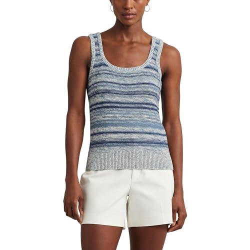lauren ralph lauren women's striped linen-cotton sweater tank top multi x-large
