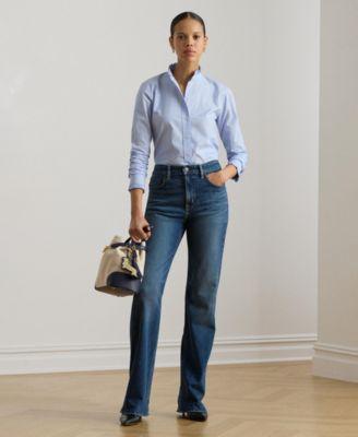 lauren ralph lauren womens band collar long sleeve shirt