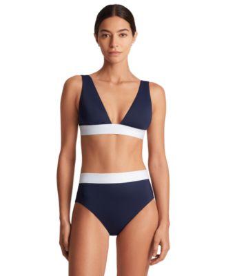 lauren ralph lauren womens banded modern v neck bikini top high waisted bikini bottoms