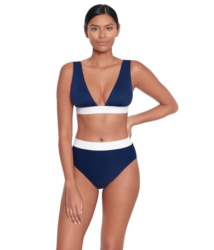 lauren ralph lauren womens bel air banded modern v neck bikini top blue 16
