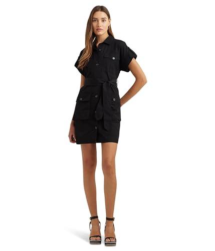lauren ralph lauren womens belted cotton utility shirtdress black 10