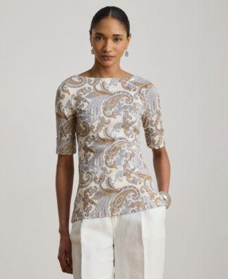 lauren ralph lauren womens boat neck short sleeve blouse