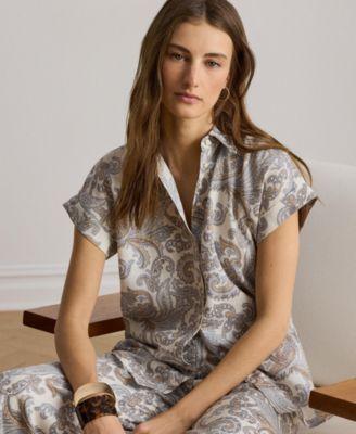lauren ralph lauren womens buttoned placket short sleeve shirt