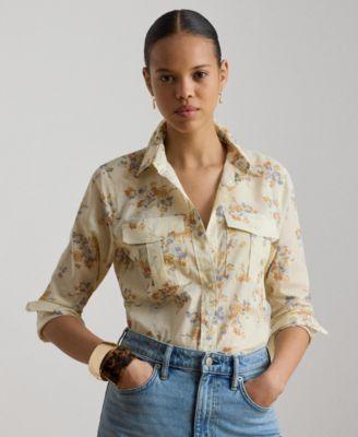 lauren ralph lauren womens classic fit floral voile shirt