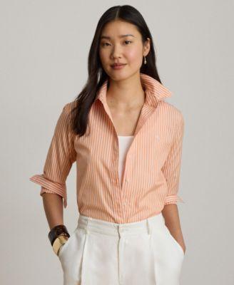 lauren ralph lauren womens classic fit striped end on end shirt