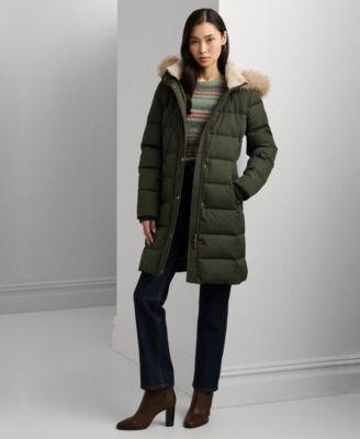 lauren ralph lauren womens faux fur hooded puffer coat p xs xxl