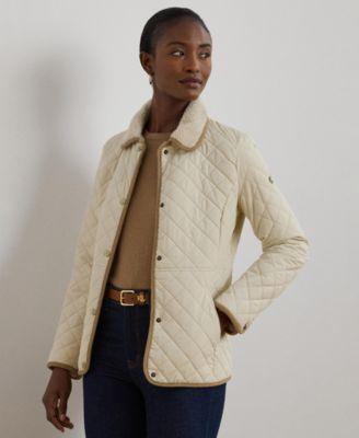 lauren ralph lauren womens faux sherpa collar quilted coat p xs xxl