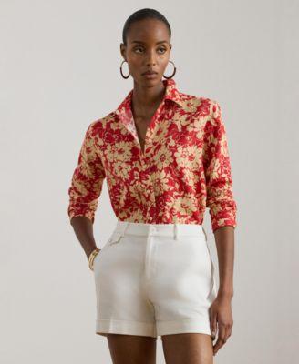 lauren ralph lauren womens floral print collar shirt
