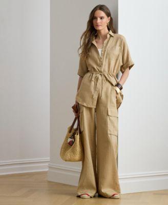 lauren ralph lauren womens high rise wide leg cargo pants