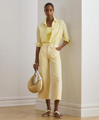 lauren ralph lauren womens high rise wide leg cropped jeans