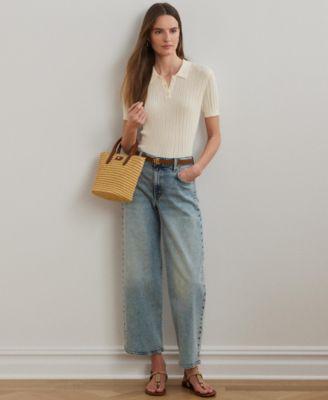 lauren ralph lauren womens high rise wide leg cropped jeans