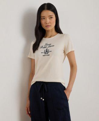 lauren ralph lauren womens katlin embroidered crest short sleeve t shirt