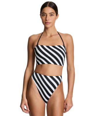 lauren ralph lauren womens longline bandeau bikini top high waist bottom