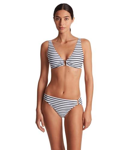 lauren ralph lauren womens luxe stripe over the shoulder bikini top navy white 8 one size