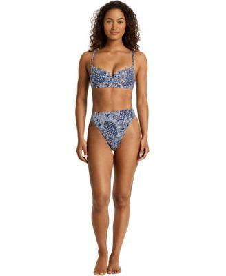 lauren ralph lauren womens notch printed swim top high leg swim bottoms