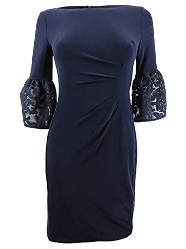 lauren ralph lauren womens petites konatta party jersey cocktail dress navy 10p