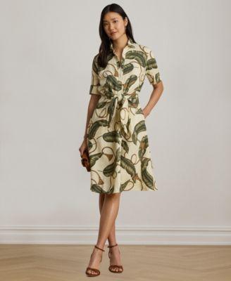 lauren ralph lauren womens point collar linen shirt dress
