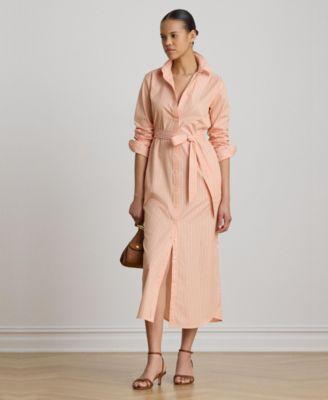 lauren ralph lauren womens point collar striped end on end shirt dress
