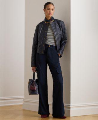 lauren ralph lauren womens ponte wide leg cargo pants