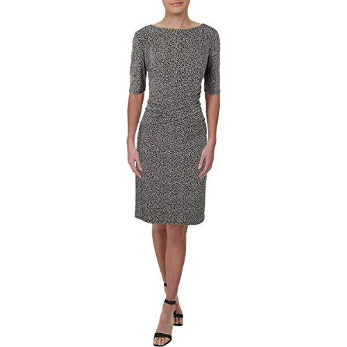 lauren ralph lauren womens printed jewel neck wear to work dress black 12