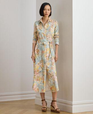 lauren ralph lauren womens printed point collar shirt dress
