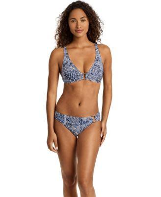 lauren ralph lauren womens ring over the shoulder v neck bikini top full coverage ring hipster bottom