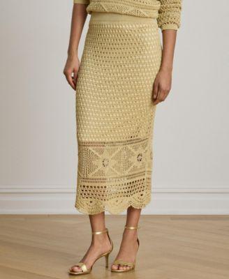 lauren ralph lauren womens scallop hem a line midi pencil skirt